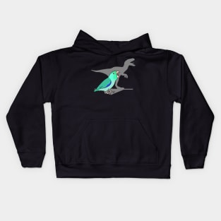 velociraptor shadow -  turquoise parrotlet Kids Hoodie